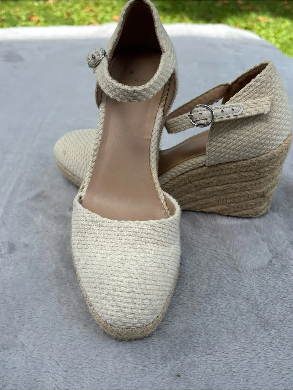 A New Day Women's Olivia Rounded Toe Espadrille Wedge Pumps, Cream Size 7 READ